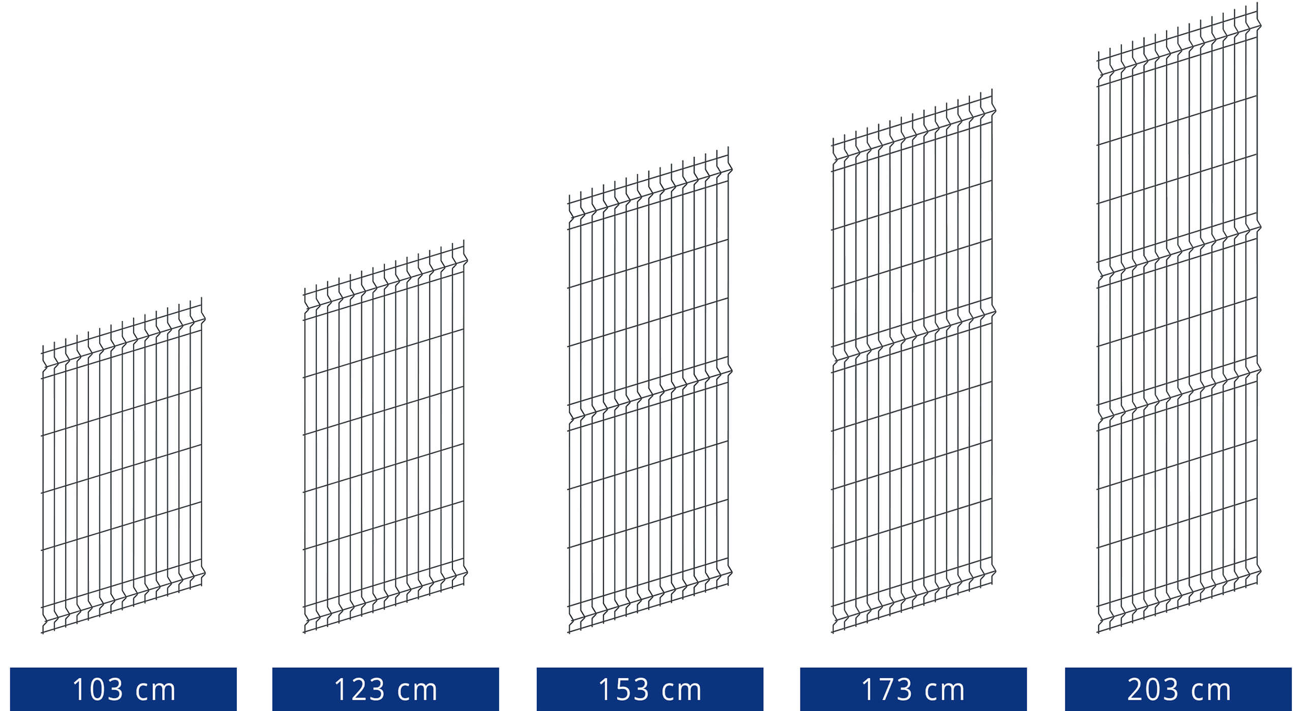 Panele ogrodzeniowe 3D - 50x200 mm -Schemat wysokości - OtoSiatka.pl