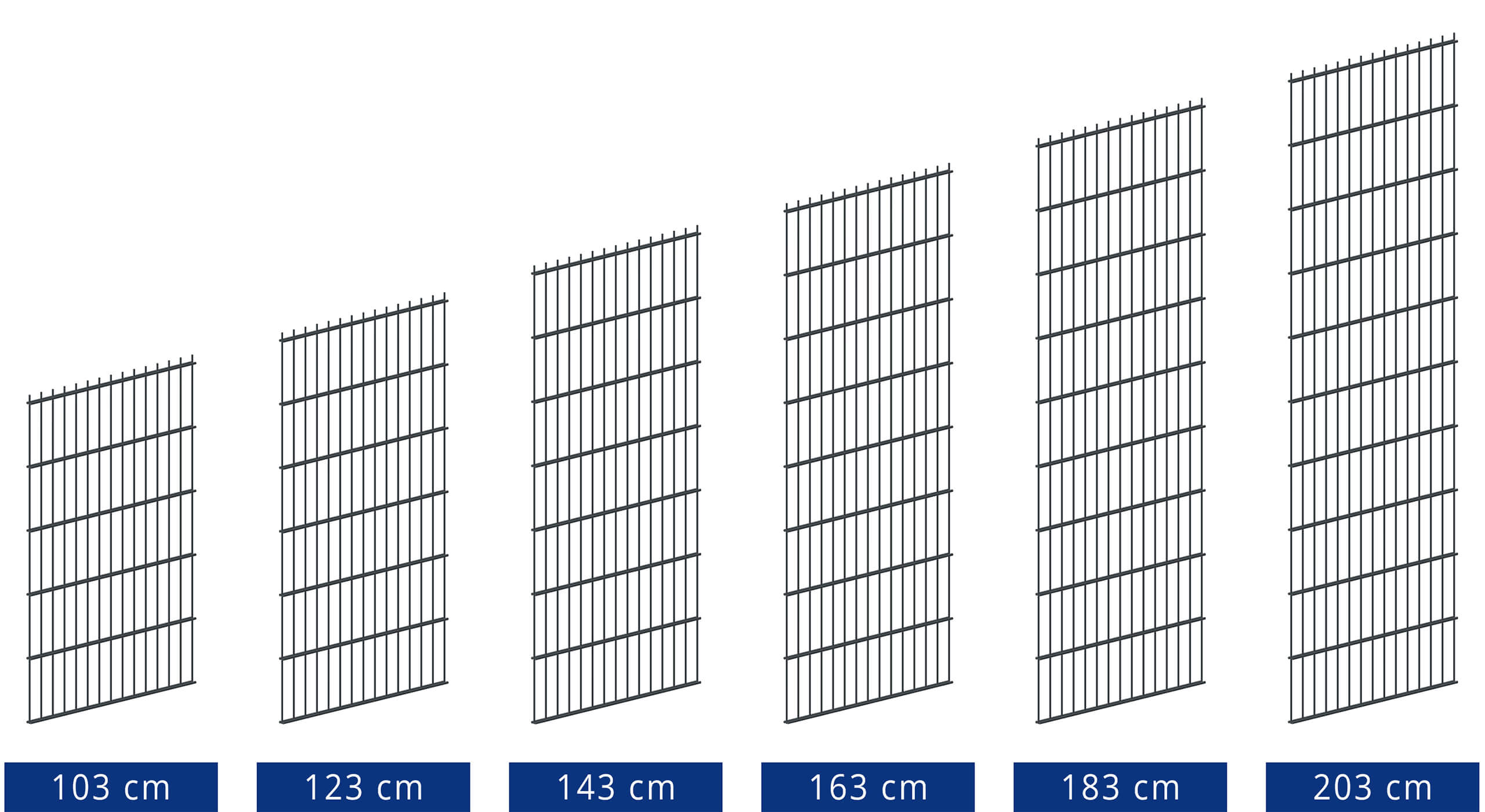 Panele ogrodzeniowe 2D - 50x200 mm -Schemat wysokości - OtoSiatka.pl